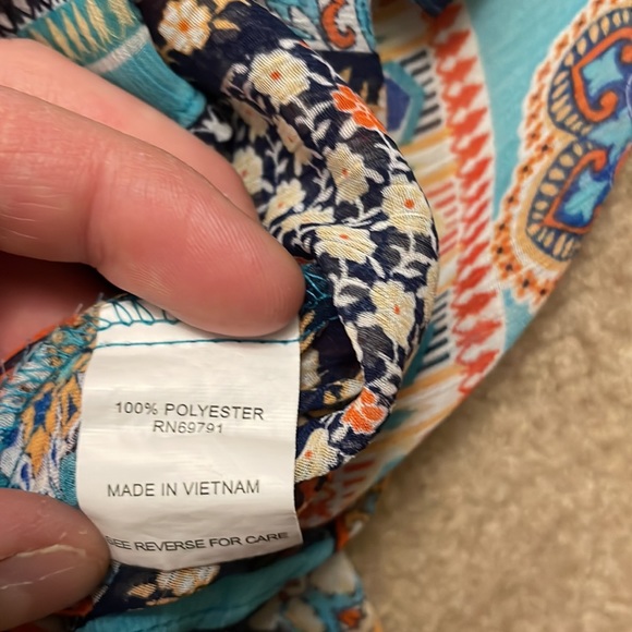 Sara Michelle Patchwork Boho Sheer Button Front Blouse. Women’s Size L - Picture 6 of 7